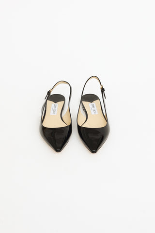 Jimmy Choo Black Patent Erin Slingback Flat