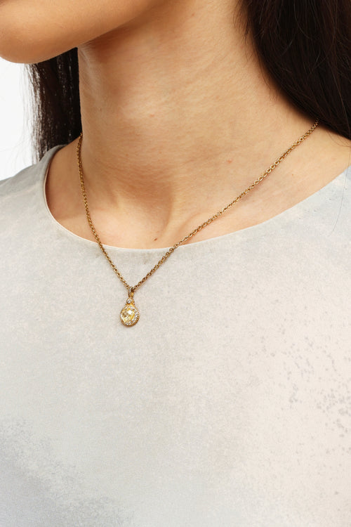 Judith Ripka Gold Tone Canary Cubic Zirconia Pendant Necklace