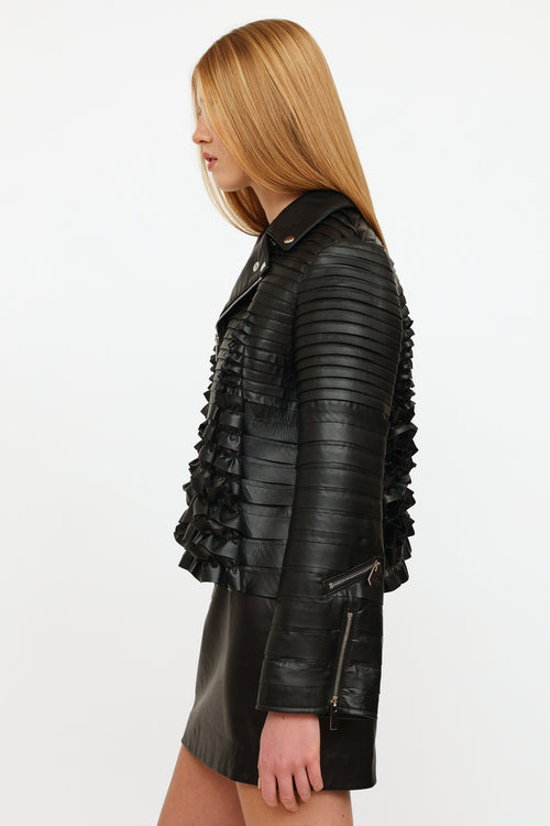 Noir Kei Ninomiya 2017 Black Faux Leather Ruffle Jacket