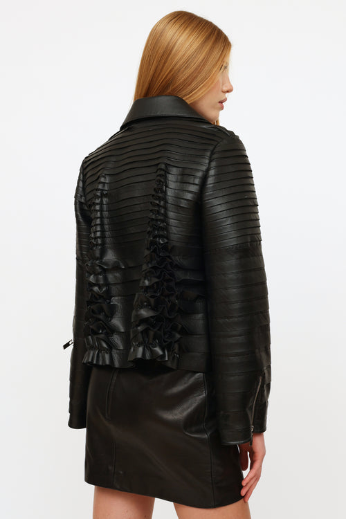 Noir Kei Ninomiya 2017 Black Faux Leather Ruffle Jacket