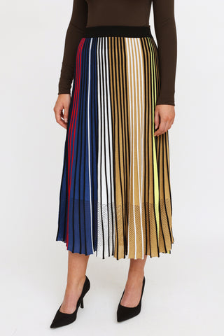 Kenzo Blue & Multi-Colour Knit Pleated Maxi Skirt