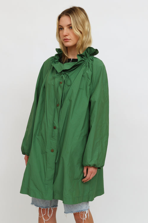 Lanvin Green Ruched  Rain Coat