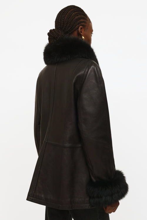 VSP Archive Black Leather Fur Trim Jacket