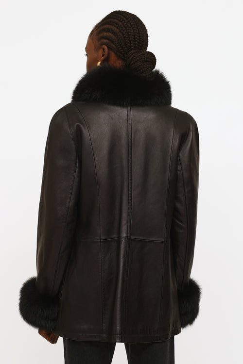 VSP Archive Black Leather Fur Trim Jacket