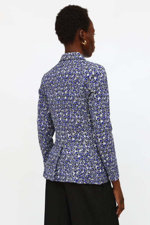 Marni Blue Floral Print Blazer
