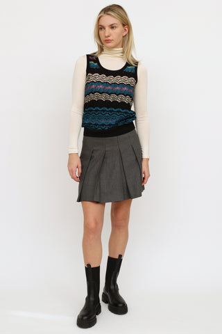 Missoni Black & Blue Striped Knit  Top