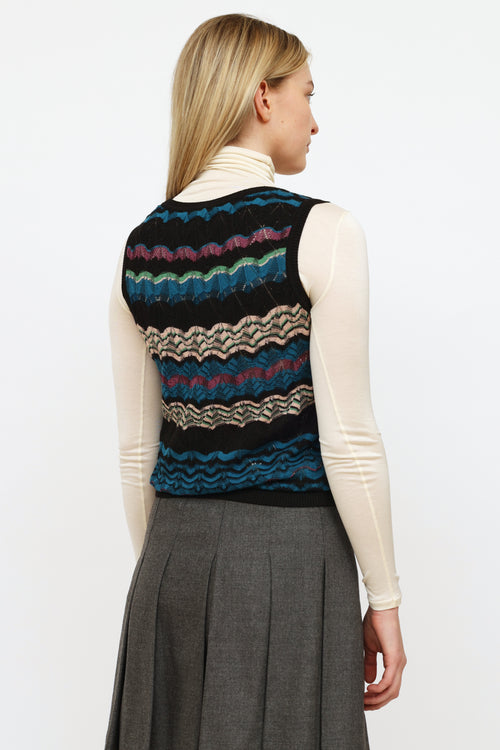 Missoni Black & Blue Striped Knit  Top