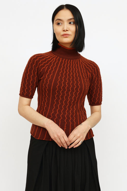 Etro Red & Orange Short Sleeve Knit Top