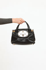 Miu Miu Vitello Shine Patch Black Leather Satchel Bag – Queen Bee of  Beverly Hills