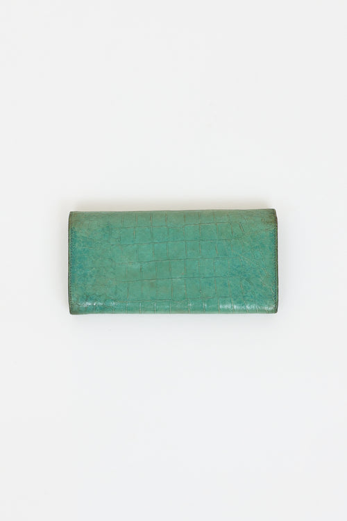 Miu Miu Green Embossed Flap Wallet