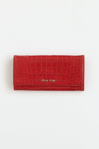 Miu Miu Pink Embossed Flap Wallet