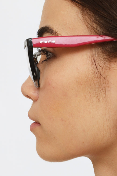 Miu Miu Black & Pink Rectangular Glasses