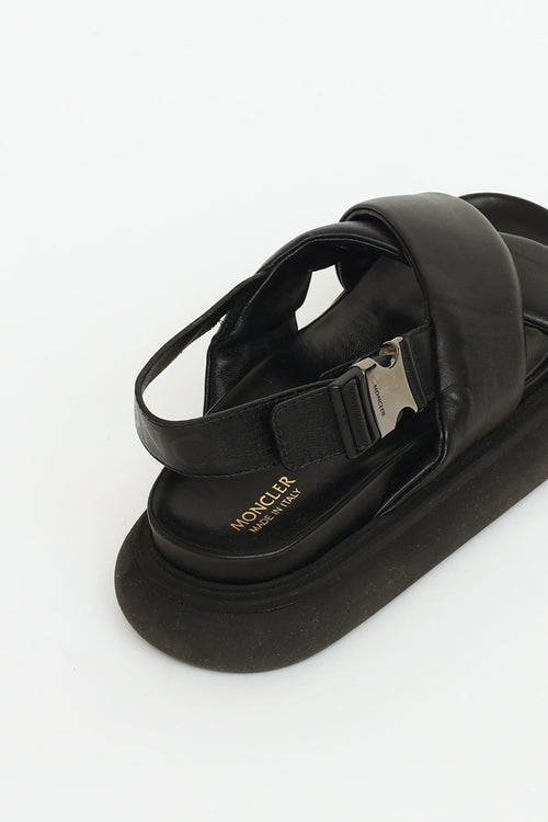 Moncler Black Leather Solarisse Sandal