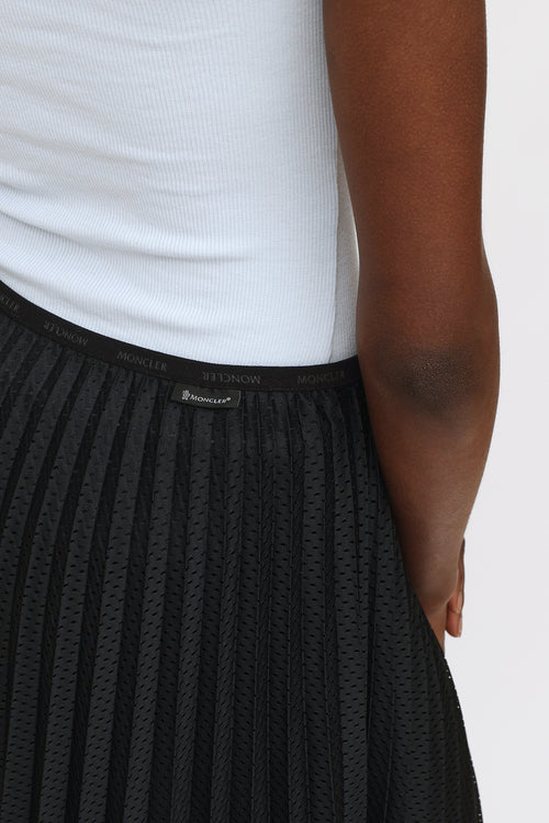 Moncler Black Pleated Mesh Skirt