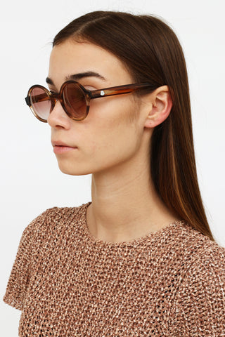 Moncler Brown Pattern Round Sunglasses