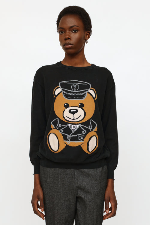 Moschino Black Graphic Knit Longsleeve Top