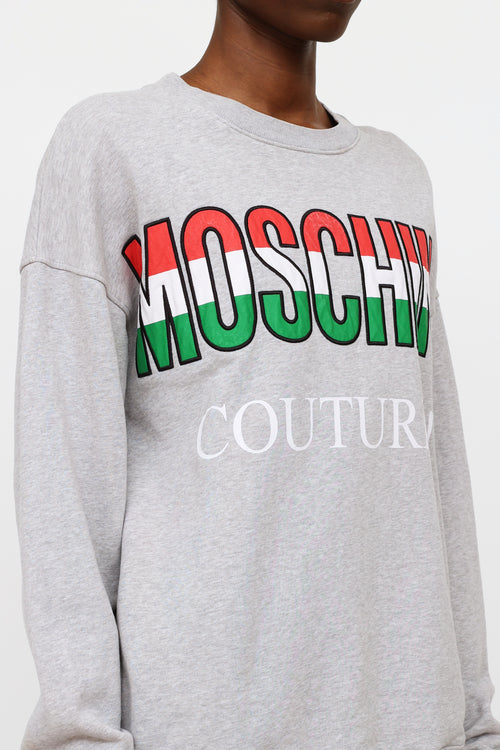 Moschino Couture Grey Embroidered Sweater