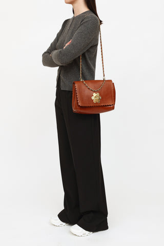 Mulberry Brown Leather Cecily Scallop Flap Bag