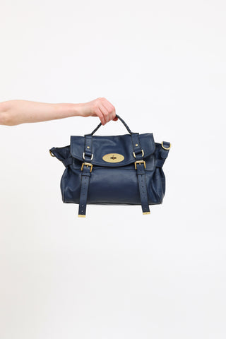 Mulberry Blue Leather Braided Satchel Bag