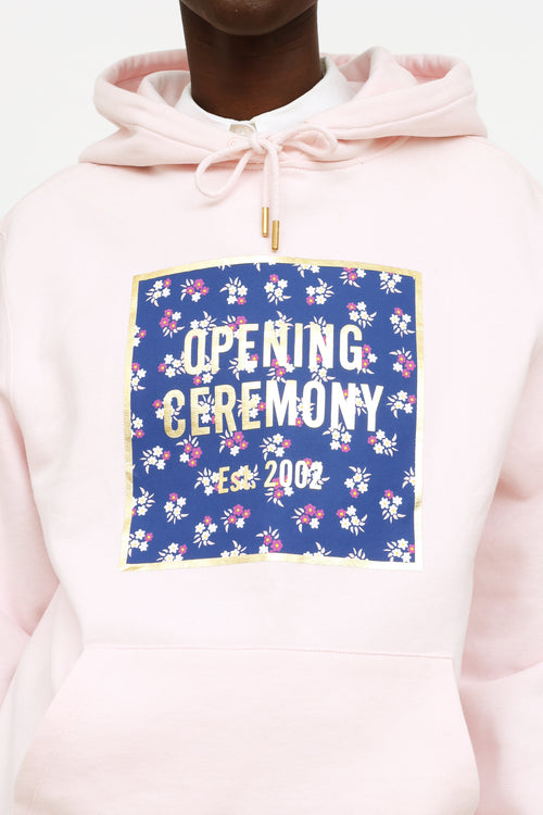 Opening Ceremony Pink Logo Graphic Hoodie