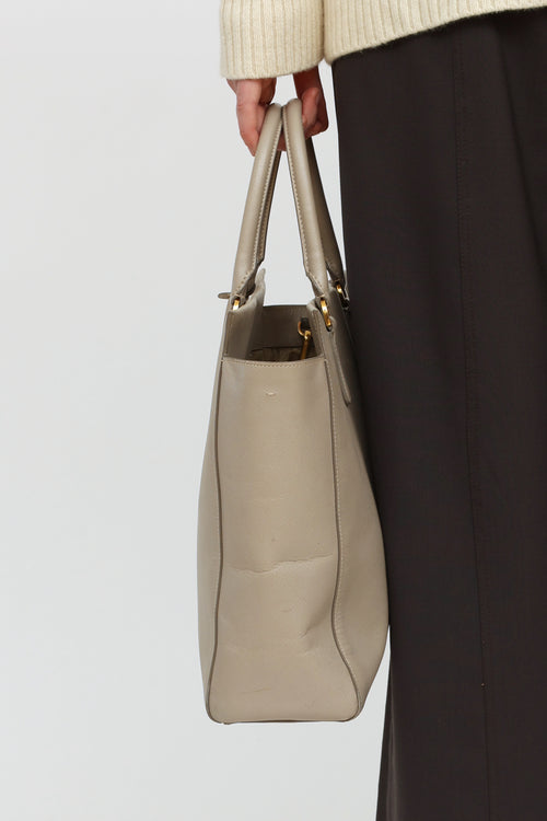 Prada Grey Saffiano Leather Tote Bag
