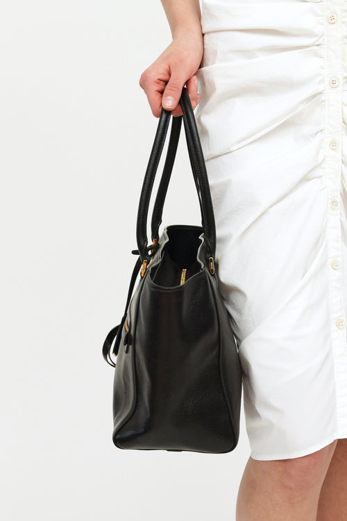 Prada Black Glace Leather Zip Bag