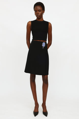 Prada 2012 Black Wool Embellished Skirt