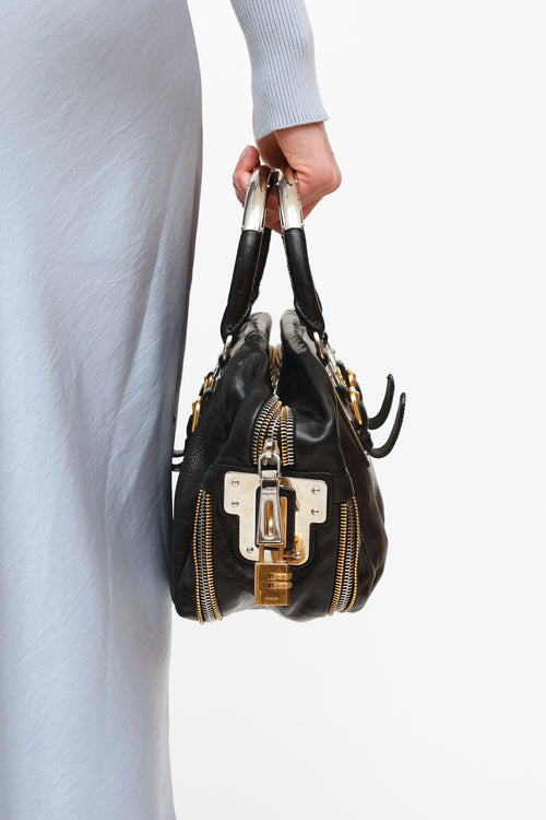 Prada Black Glace Bauletto Bag