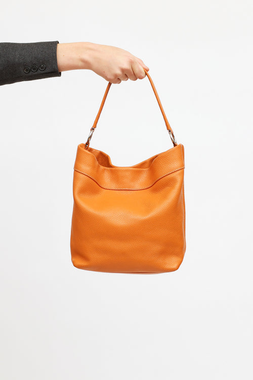 Prada Orange Soft Leather Bucket Tote Bag