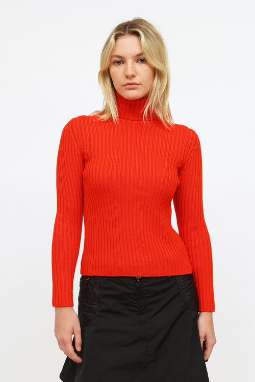 Prada Red Knit Wool Turtleneck
