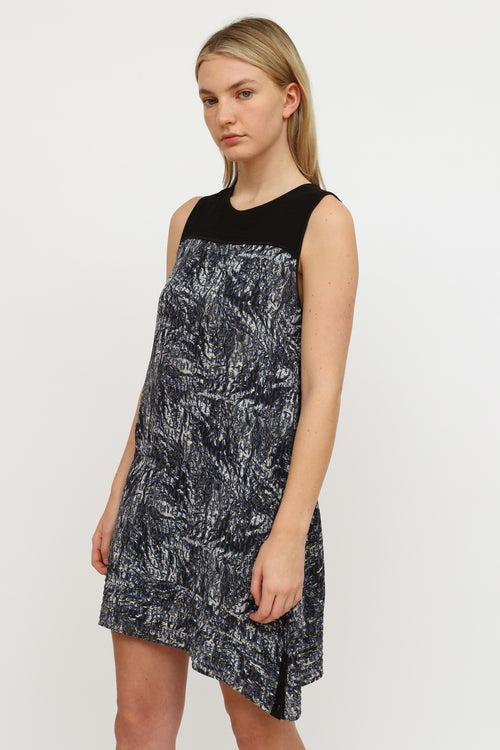 Proenza Schouler Black Blue & Cream Pattern Dress
