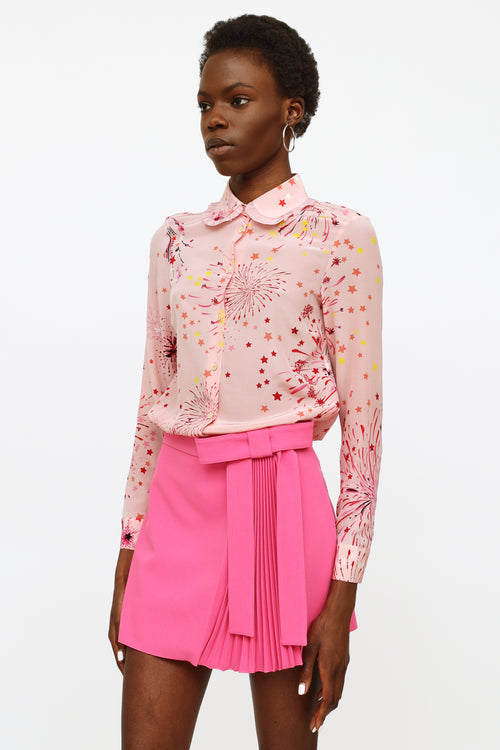 Valentino Pink Printed Silk Blouse