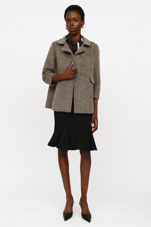 See by Chloé Grey Wool Fuzzy Button Up Coat