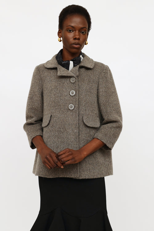 See by Chloé Grey Wool Fuzzy Button Up Coat