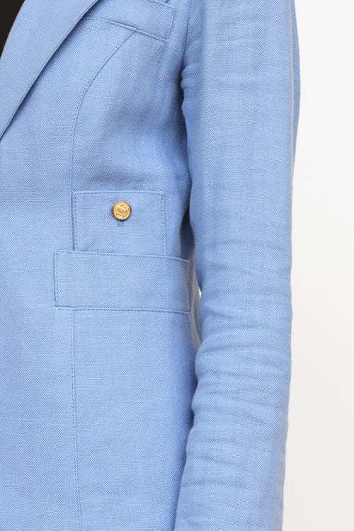 Smythe Blue Linen Button Blazer