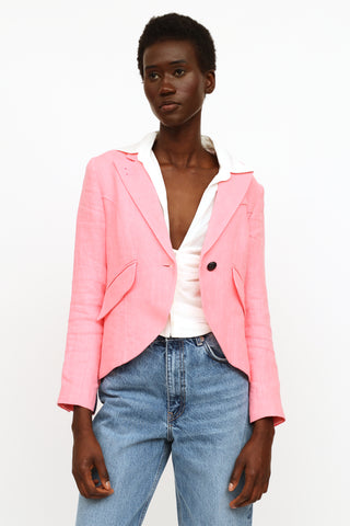 Smythe Pink Linen Button Blazer