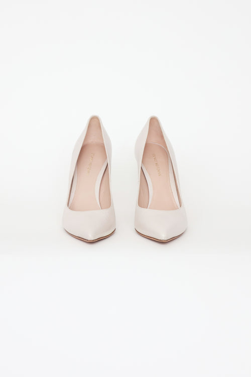 Stuart Weitzman Cream Pointed Toe Pumps