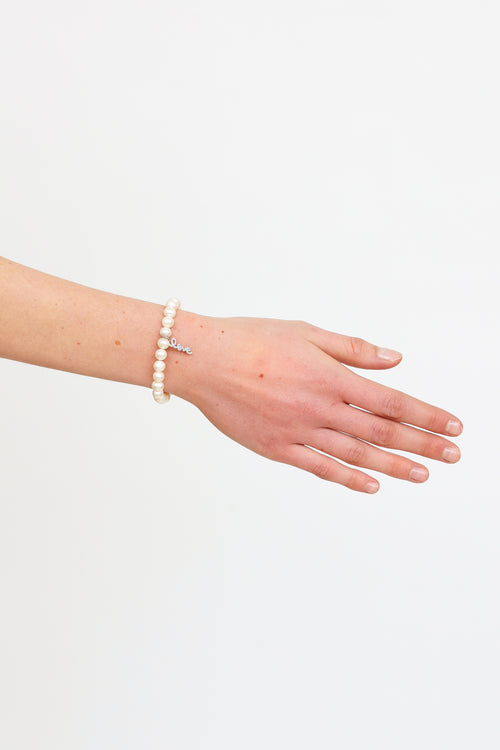 Sydney Evan 14K White Gold & Pearl Love Bracelet