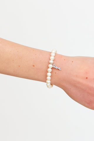 Sydney Evan 14K White Gold & Pearl Love Bracelet