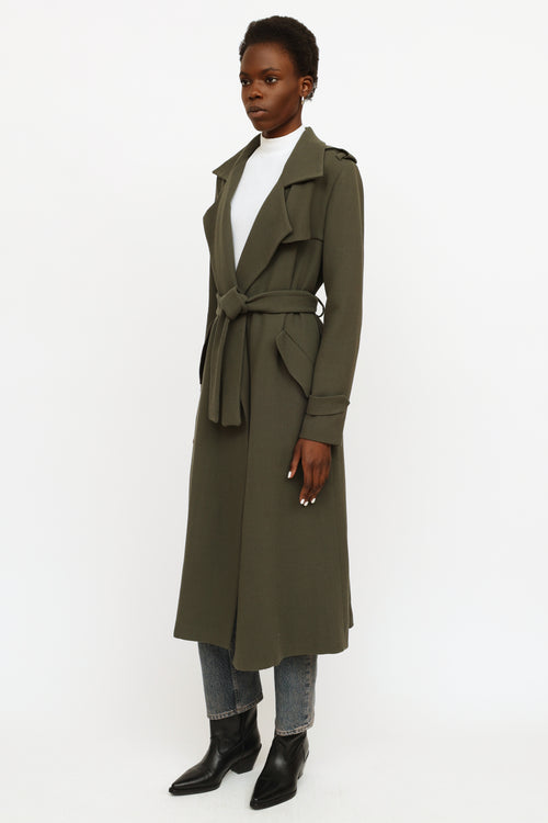 Tempo Green Wool Trench Coat