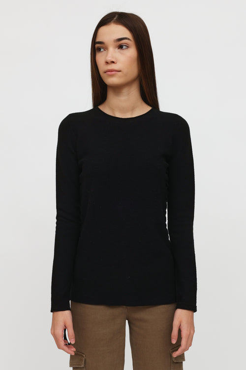 The Row Black Wool Lace Up Sweater