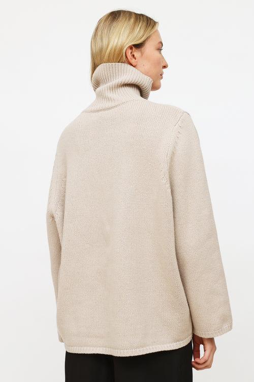 Totême Grey Wool Knit Turtleneck Sweater