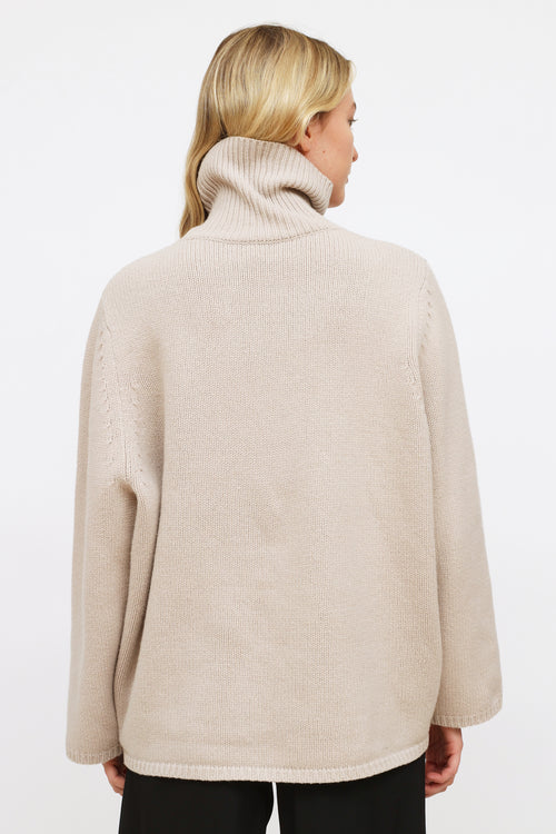 Totême Grey Wool Knit Turtleneck Sweater