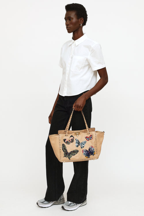 Valentino 2025 Beige Embroidered Tote Bag