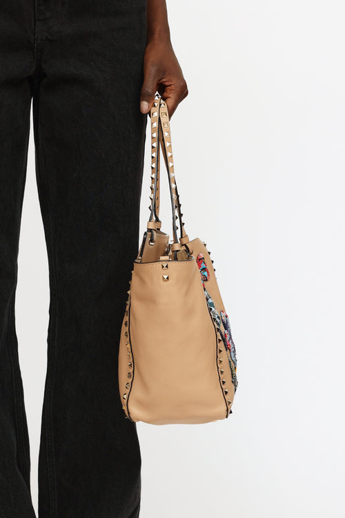 Valentino 2022 Beige Embroidered Tote Bag