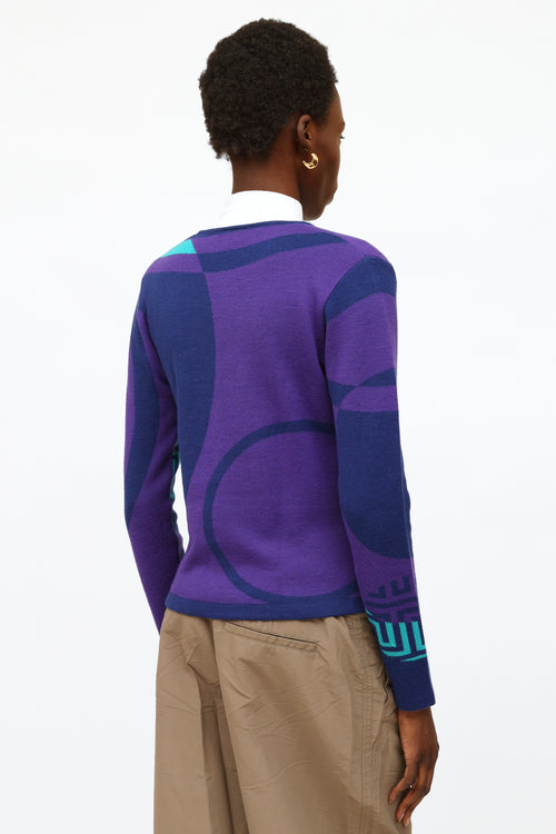 Versace Purple & Teal Embroidered Sweater