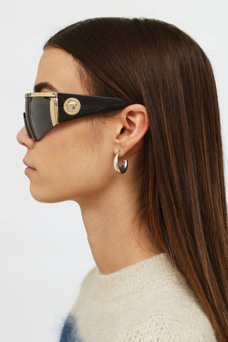 Versace Black & Gold Shield Sunglasses